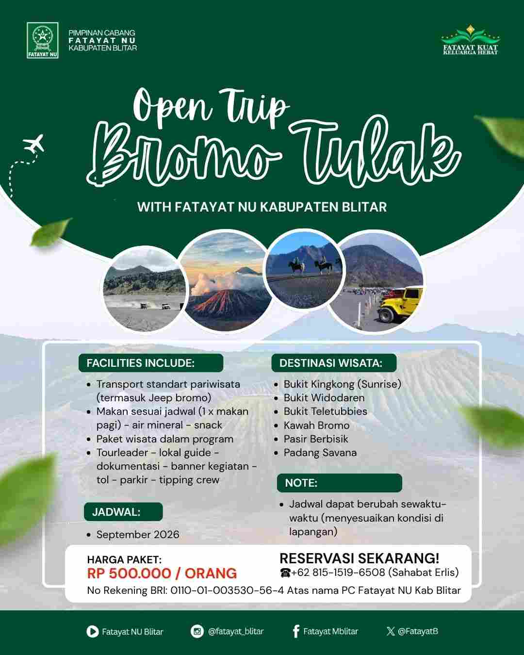 Seru dan Penuh Makna, Fatayat NU Kabupaten Blitar Ajak Masyarakat Ikut Open Trip Bromo Tulak